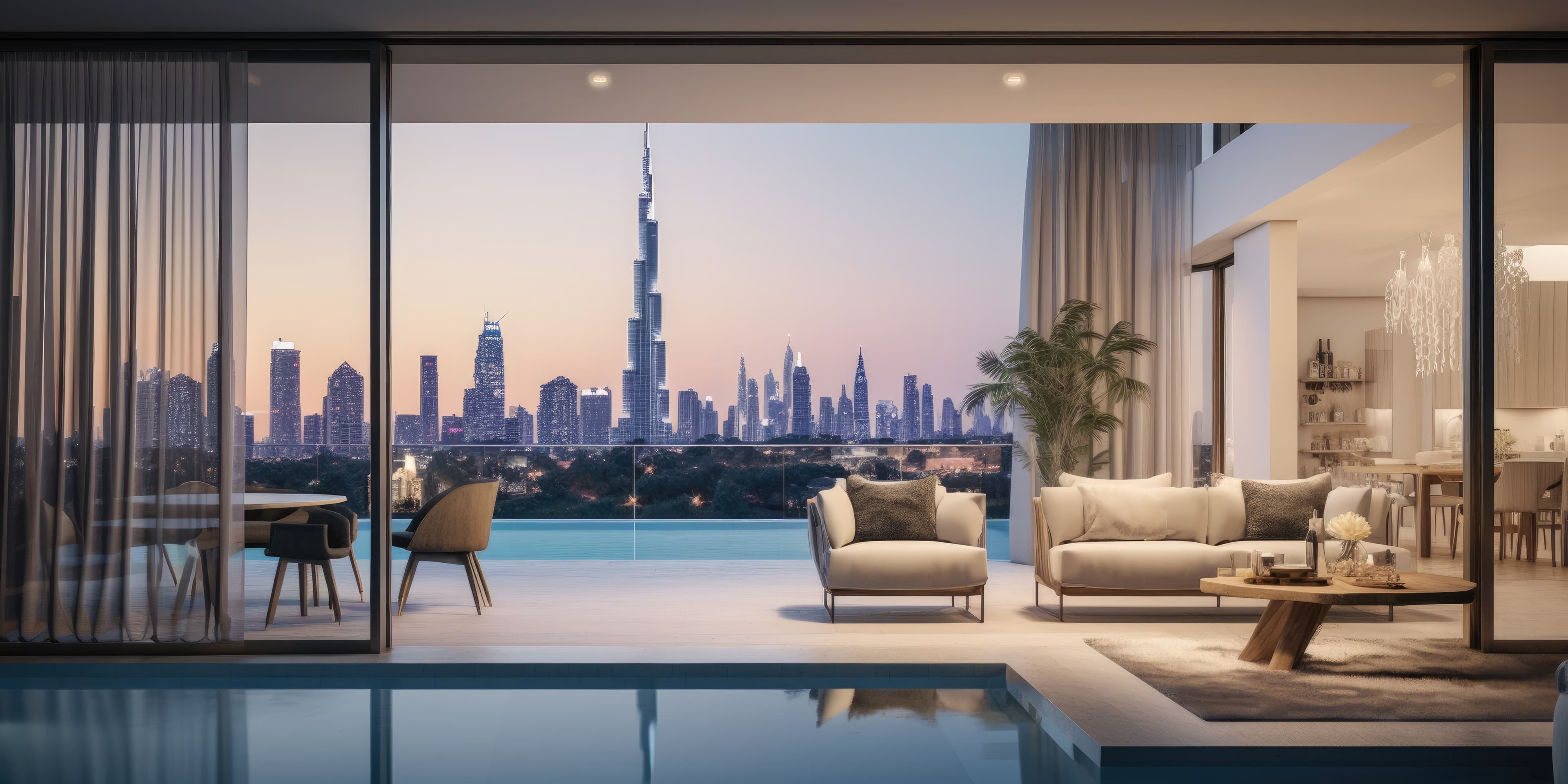 Eshel Properties homepage overlooking the Burj Al Arab and Dubai coastline